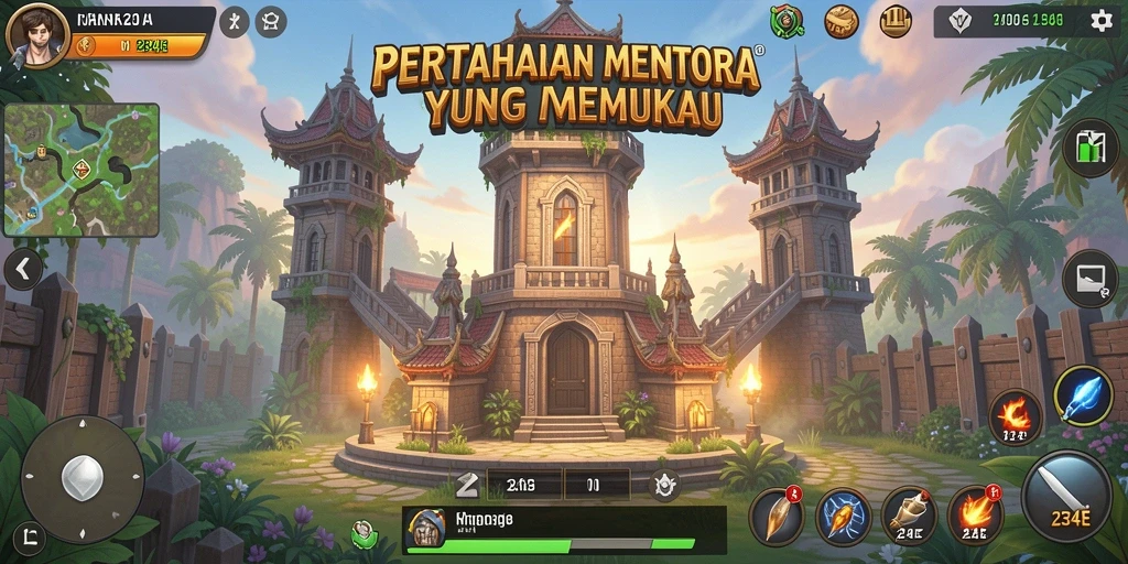 Gameplay mendebarkan di dalam 234E dengan strategi menara pertahanan.
