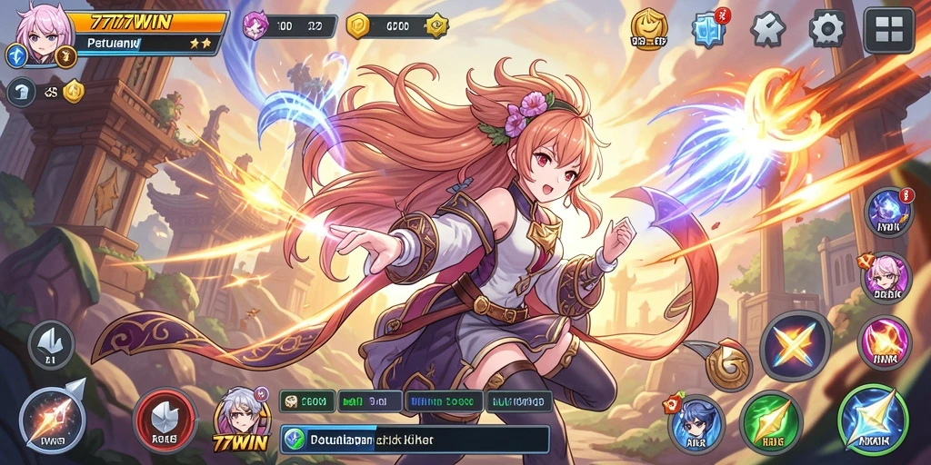 Tampilan seru dalam gameplay Anime dari 77WIN.