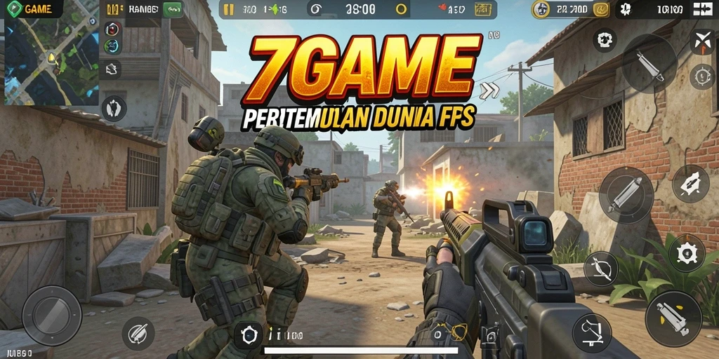 Tangkapan layar dari gameplay seru 7GAME dalam mode FPS.