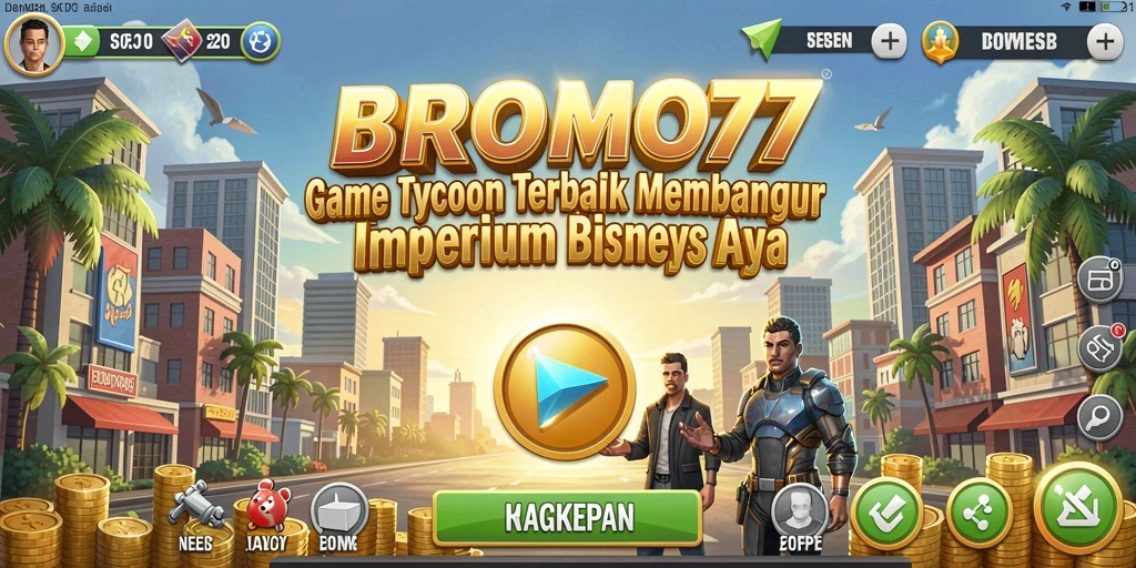 Screenshot gameplay BROMO77 menunjukkan pengalaman Tycoon yang mendalam.