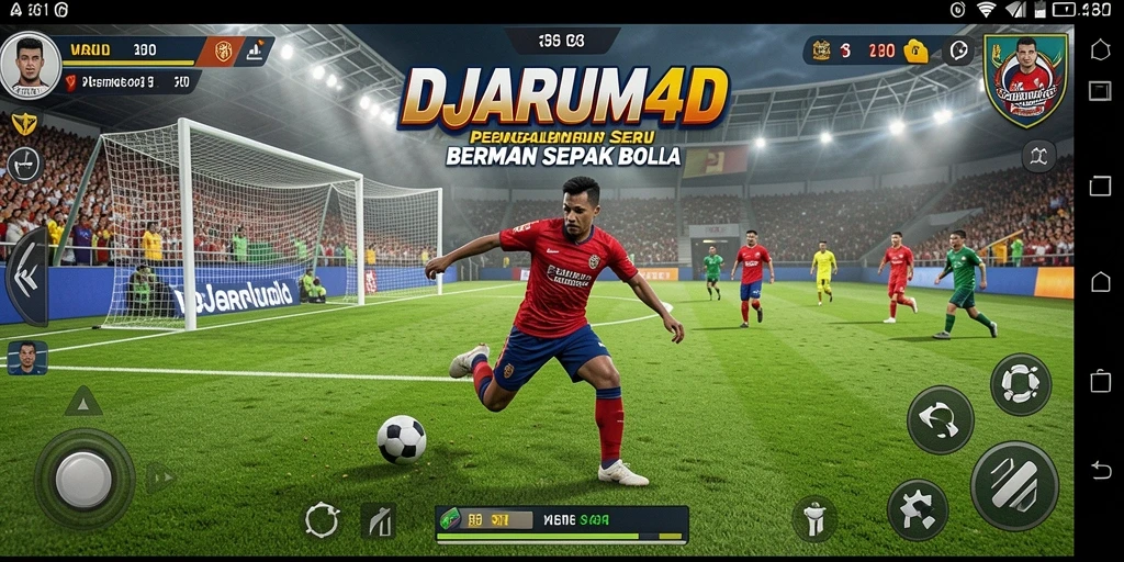 Screenshot utama DJARUM4D menampilkan aksi seru pertandingan sepak bola.