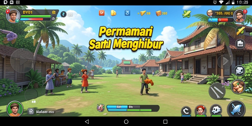 Tangkapan layar DY01 menampilkan gameplay penuh warna dan santai.