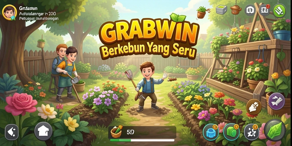 Tampilan menarik dari gameplay GRABWIN dengan elemen Farming.