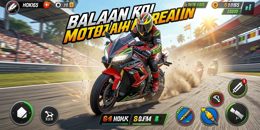Gameplay mendebarkan HOKI65 dengan balapan motor yang intens.