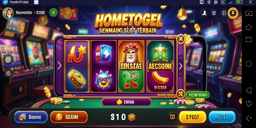 Tampilan gameplay seru HOMETOGEL dengan berbagai slot menarik.