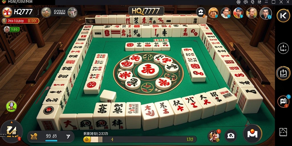 Tampilan gameplay menarik dari HQ777 dengan ubin Mahjong yang penuh warna.