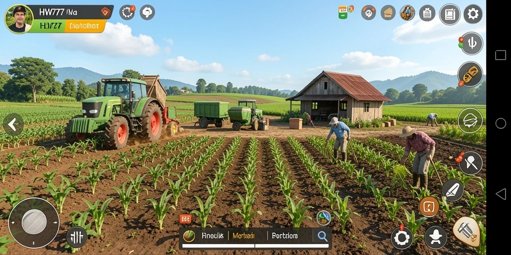 Gameplay menarik HW777 yang menggambarkan dunia pertanian.