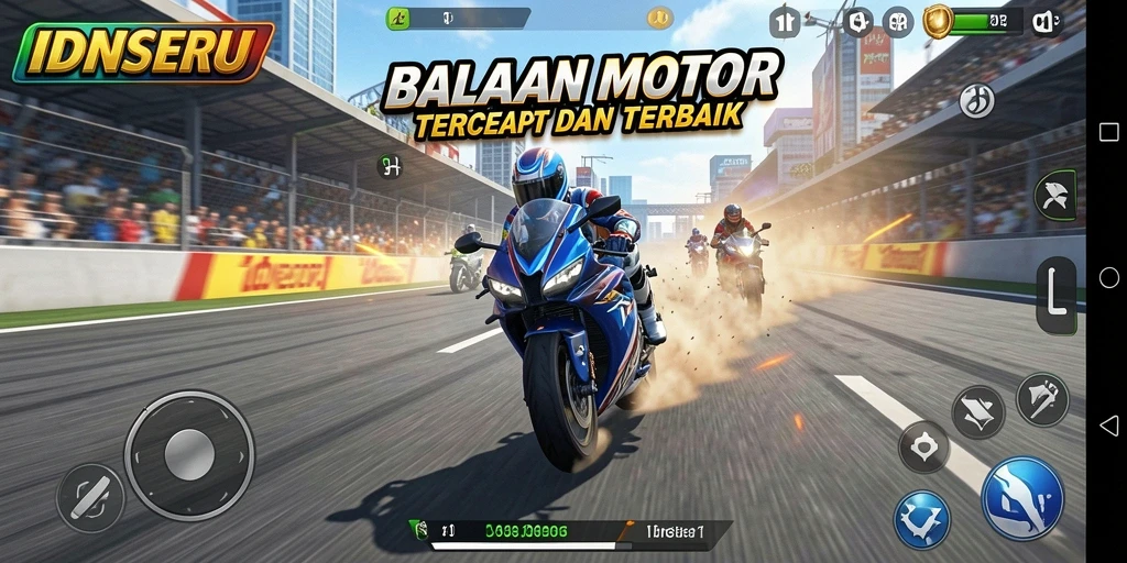 Tampilan utama gameplay balapan motor yang seru di IDNSERU.