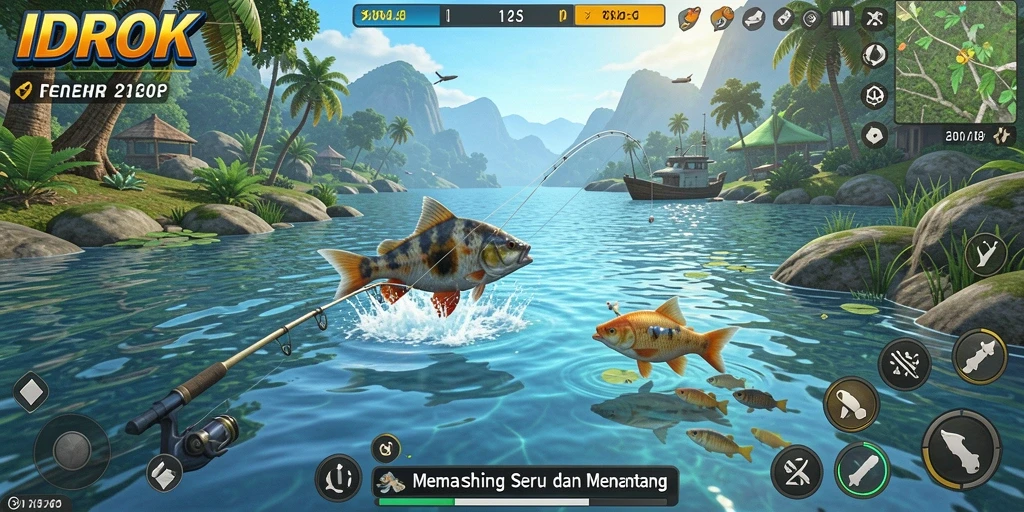 Gameplay memancing yang seru dan menawan di IDROK.