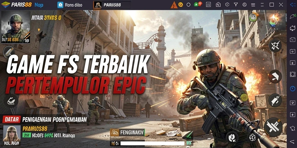 Gameplay menegangkan di PARIS88 dengan aksi tembak-menembak yang intens.
