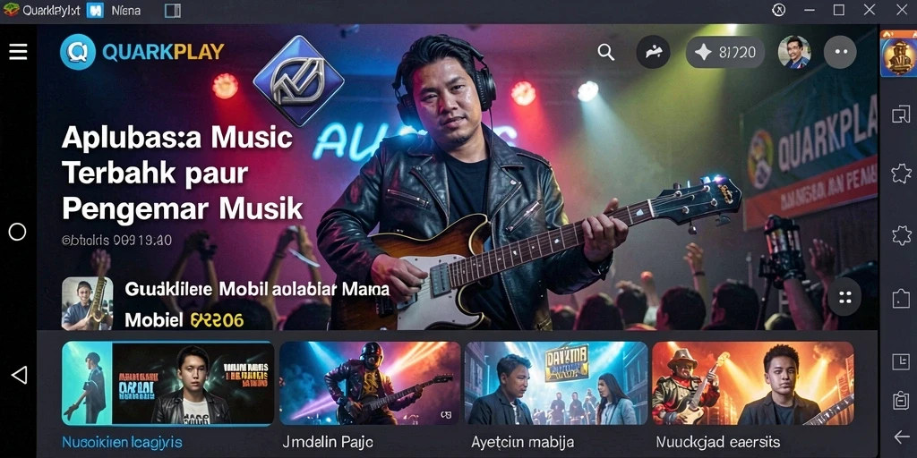 Tampilan antarmuka QUARKPLAY dengan berbagai pilihan musik.