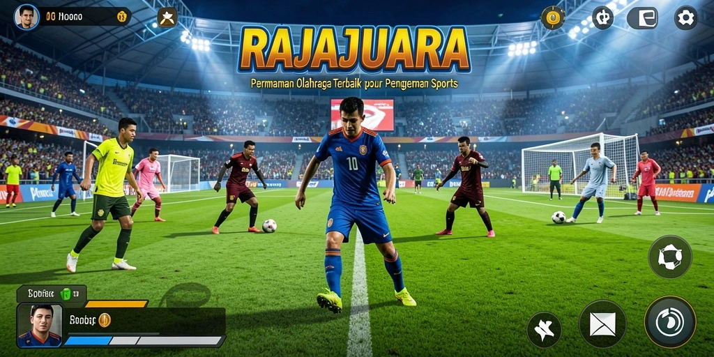 Tampilan gameplay RAJAJUARA yang mendebarkan dalam suasana olahraga.
