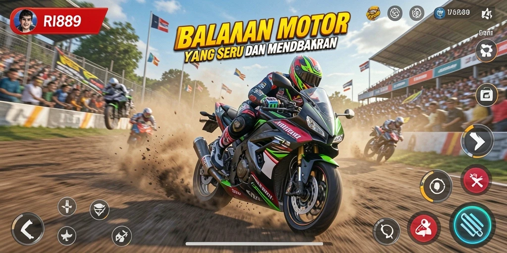 Tampilan menarik gameplay balapan motor di RI889.