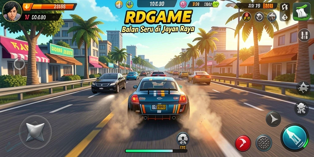 Tampilan gameplay RPGAME yang menampilkan aksi balap cepat.
