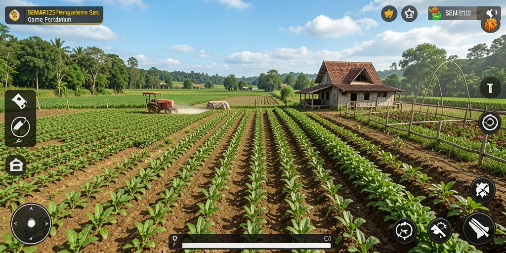 Tampilan screenshot SEMAR123 menunjukkan ladang pertanian yang indah dan aktif.
