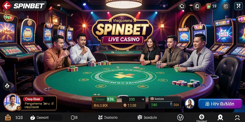 Tampilan mengesankan dari gameplay Live Casino SPINBET yang interaktif.