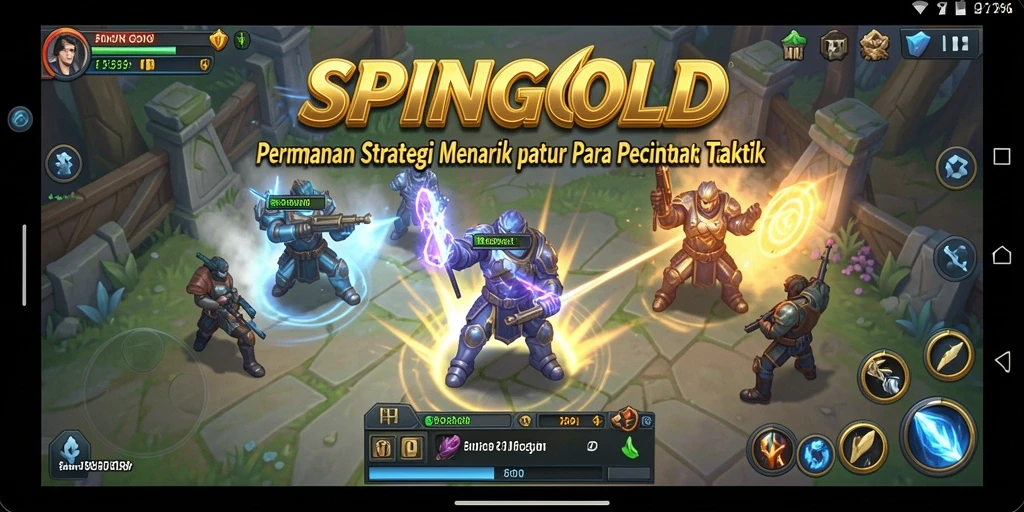 Screenshot menampilkan gameplay strategis SPINGOLD yang menarik dan seru.