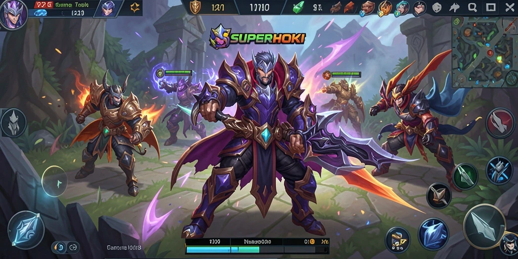Tangkapan layar gameplay SUPERHOKI saat pertarungan tim.