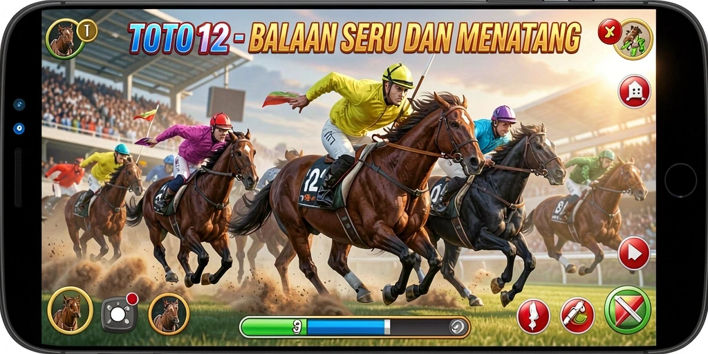 Screenshot TOTO12 menampilkan aksi balapan yang mendebarkan.
