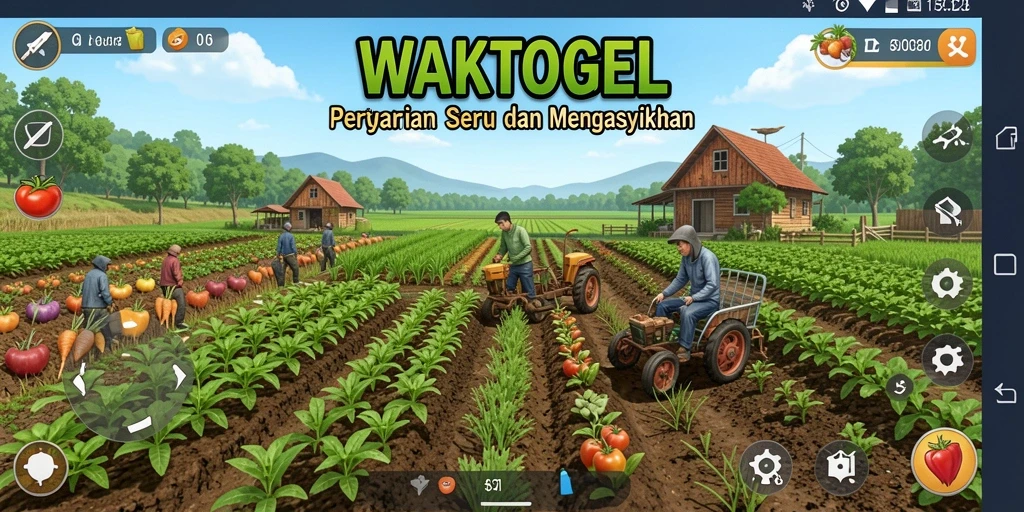 Tampilan gameplay seru WAKTOGEL dengan aktivitas bertani.