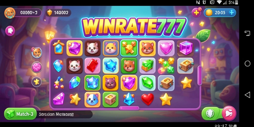 Tampilan gameplay seru dari WINRATE777 di dunia Match-3.